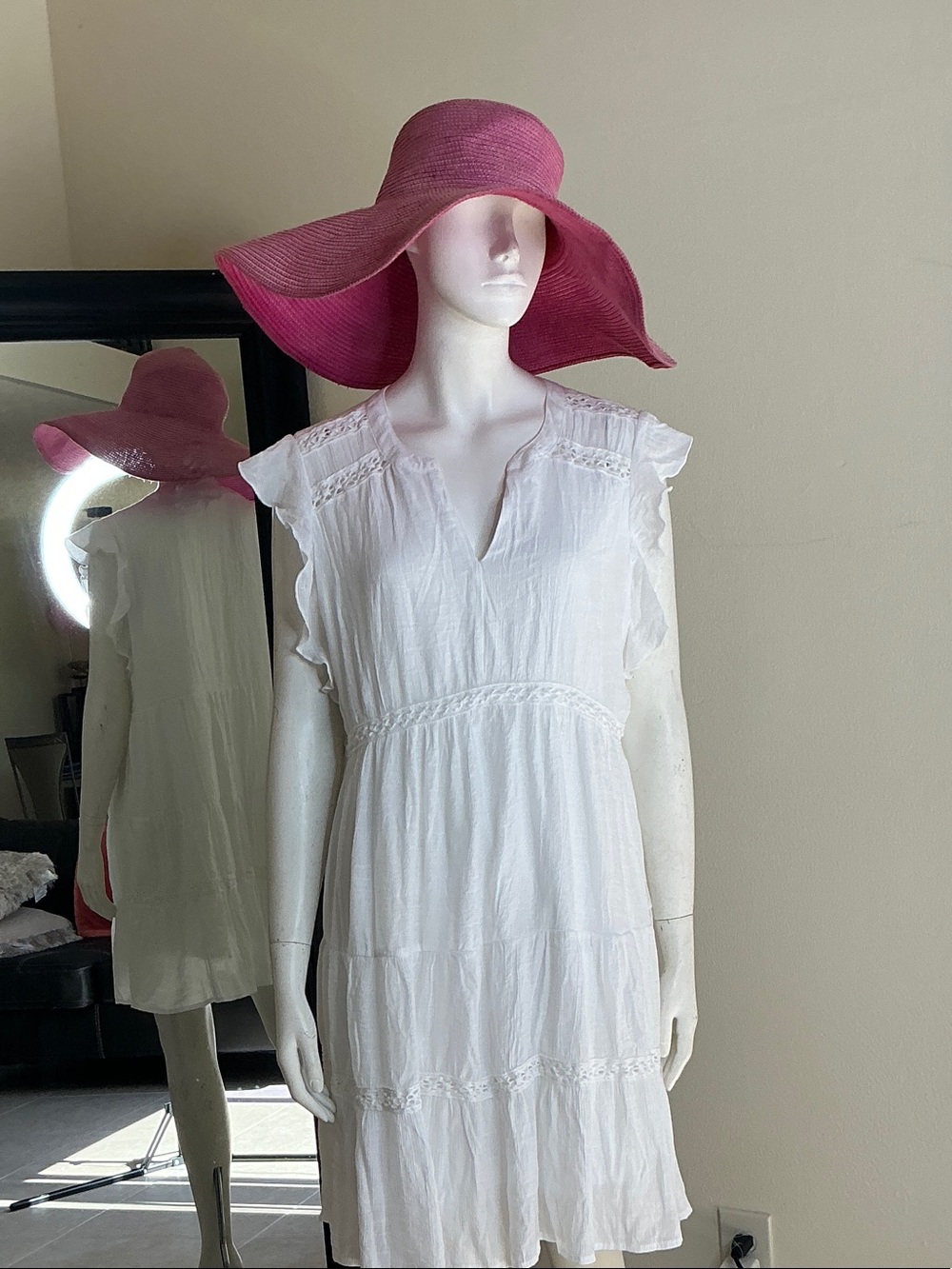 White Cotton Tiered V-Neck Sundress - Brand Unknown